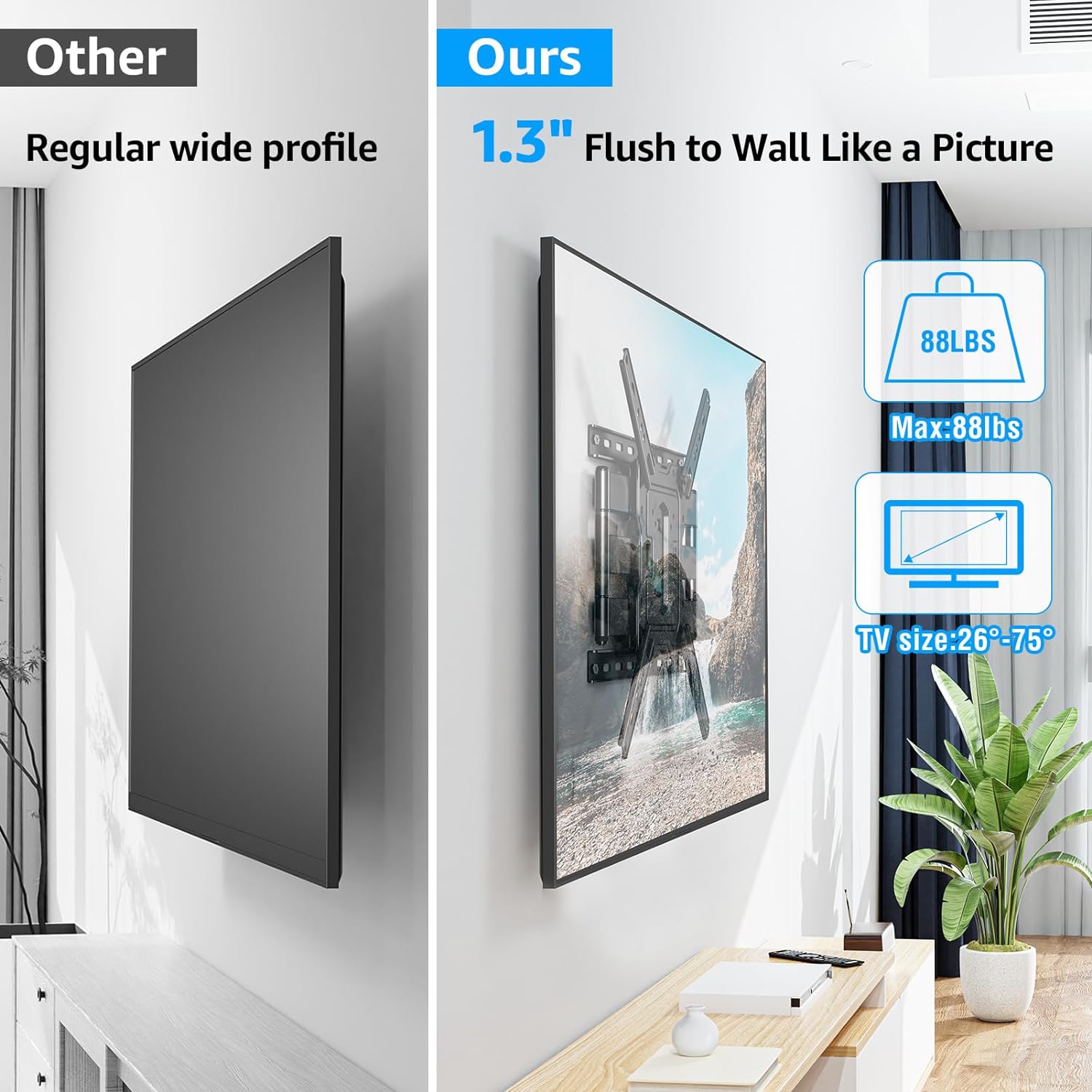 MOUNTUP Ultra Slim Full Motion TV Wall Mount for 26" -75" TVs MU0062