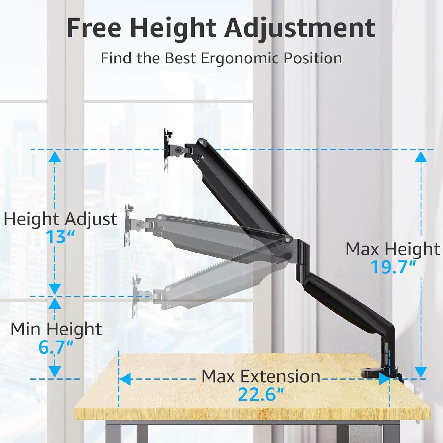 Ultrawide Single Monitor Desk Mount for Max 40'' Monitors MU7007