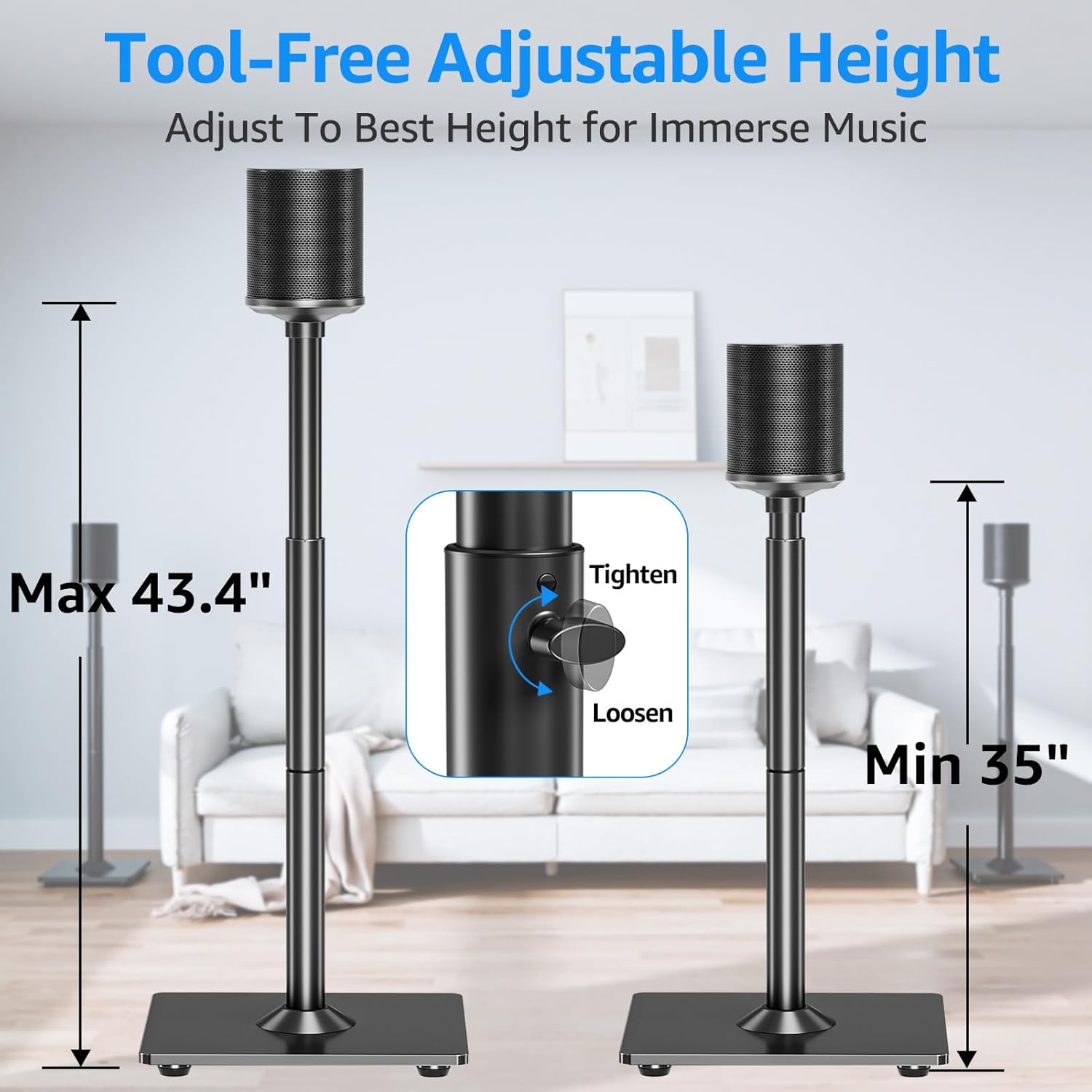 MOUNTUP Universal Adjustable Height Speaker Stand MU9146