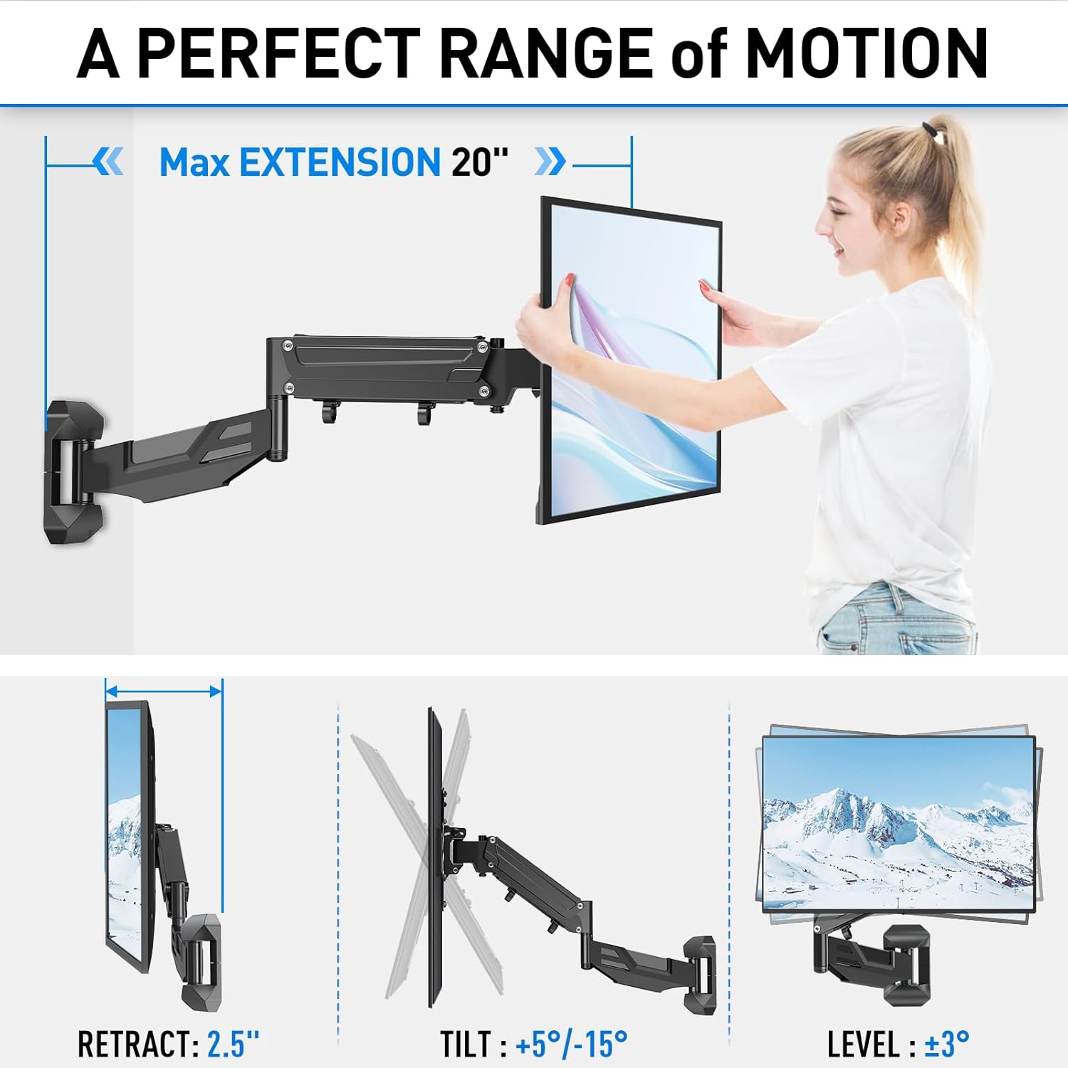 Full Motion Corner TV Wall Mount for 26''-55'' TVs MU0037-B2