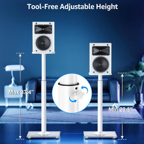MOUNTUP Universal 28.3" to 37.4" Height Adjustable Floor Speaker Stands MU9132W-L