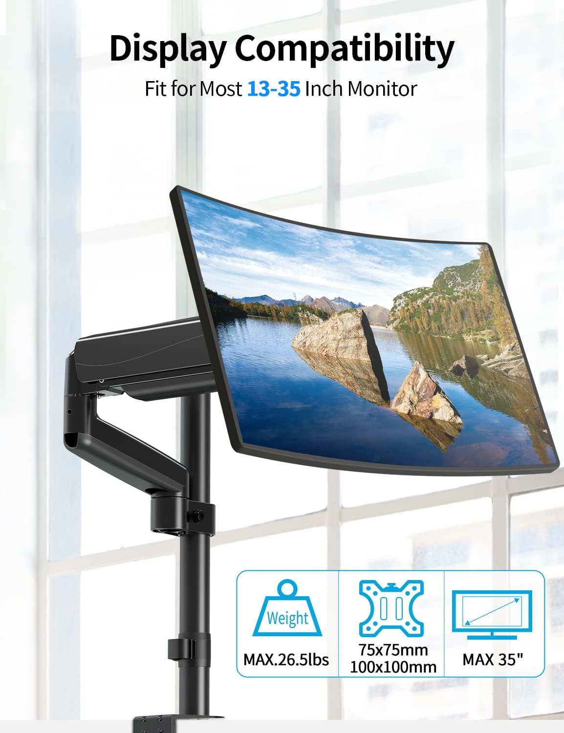 Single Monitor Desk Mount for 13''-35'' Monitors MU6005