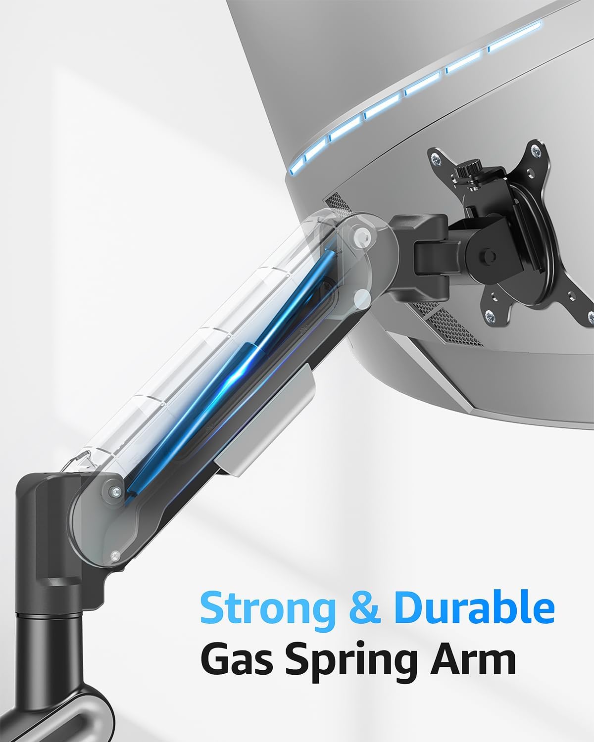 MOUNTUP Single Monitor Desk Mount Holds Max 26.5lbs, Monitor Mount for 13-34 inch, Full-Motion Monitors Stand, Height Adjustable Gas Spring Monitors Arm with C-Clamp＆Grommet Base