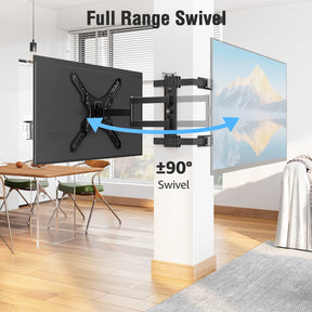 MOUNTUP Pillar TV Mount for 26"-60" TVs, Full Motion Strap-On Post Mount for Round & Square Columns, Swivel Tilt Level, No-Drill Design, Max VESA 400x400mm, Holds 77 lbs, Black MU0084