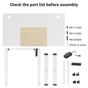 Electric Height Adjustable Standing Desk - White & Oak