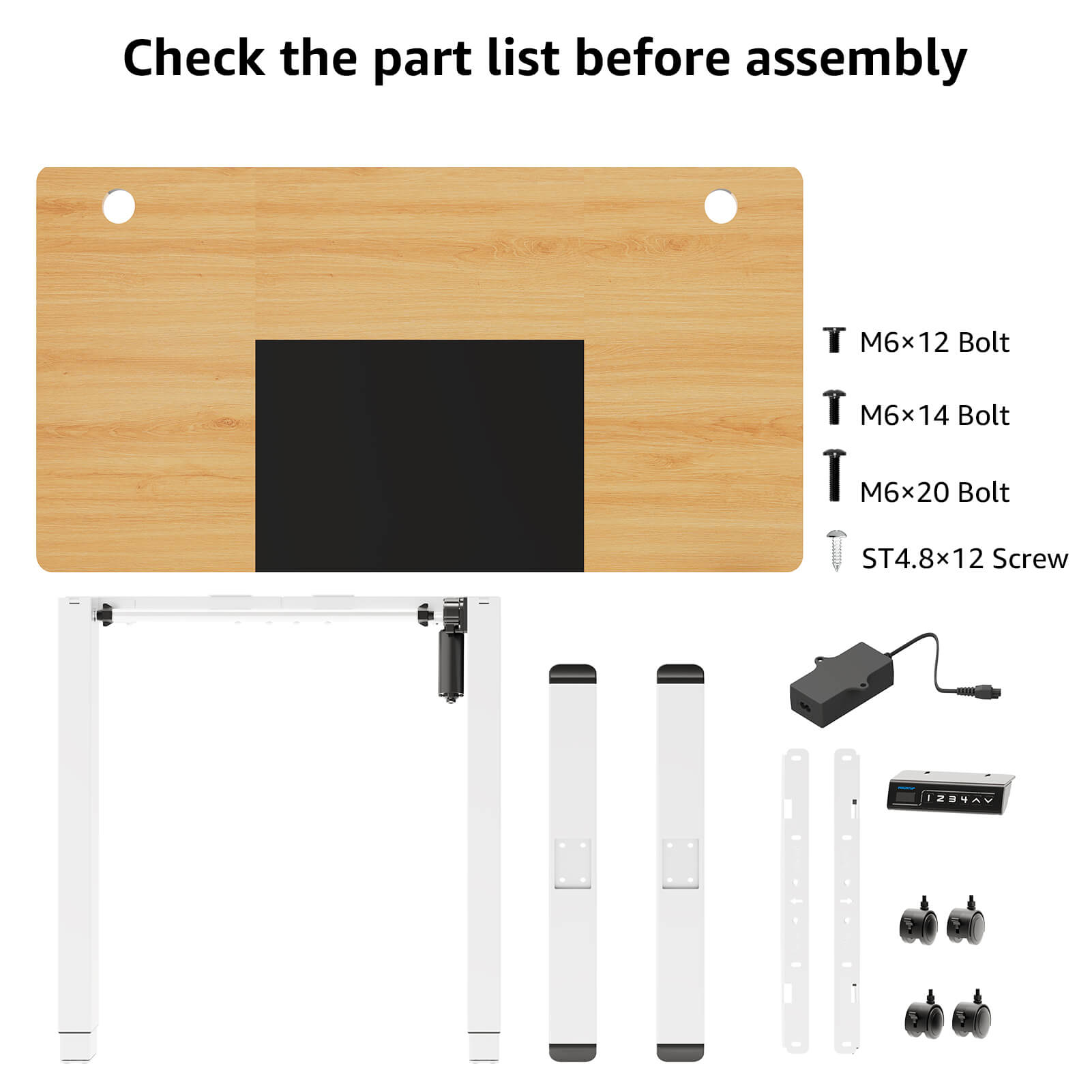 Electric Height Adjustable Standing Desk - Black & Oak