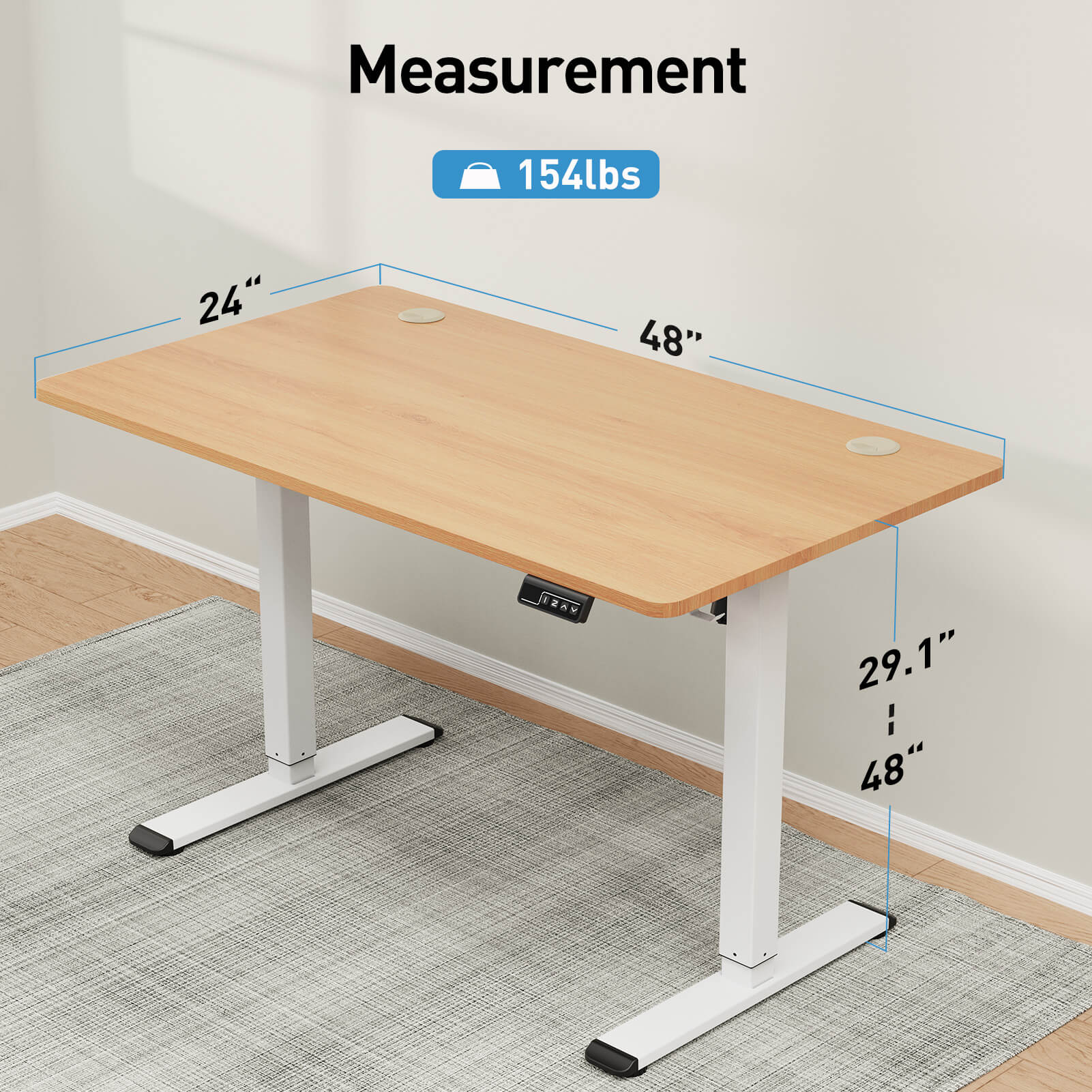 Height Adjustable Electric Standing Desk - Oak