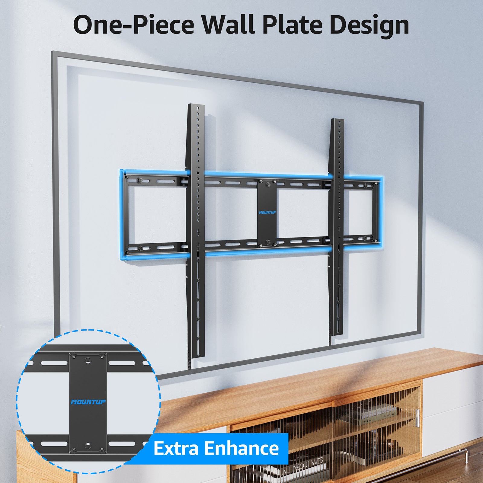 MOUNTUP Fixed TV Wall Mount for Most 42-120" TVs, Heavy Duty Wall Mount TV Bracket with Level Design, Low Profile Space Saving for LED OLED QLED, Max VESA 1000x700mm up to 280 LBS MU0094