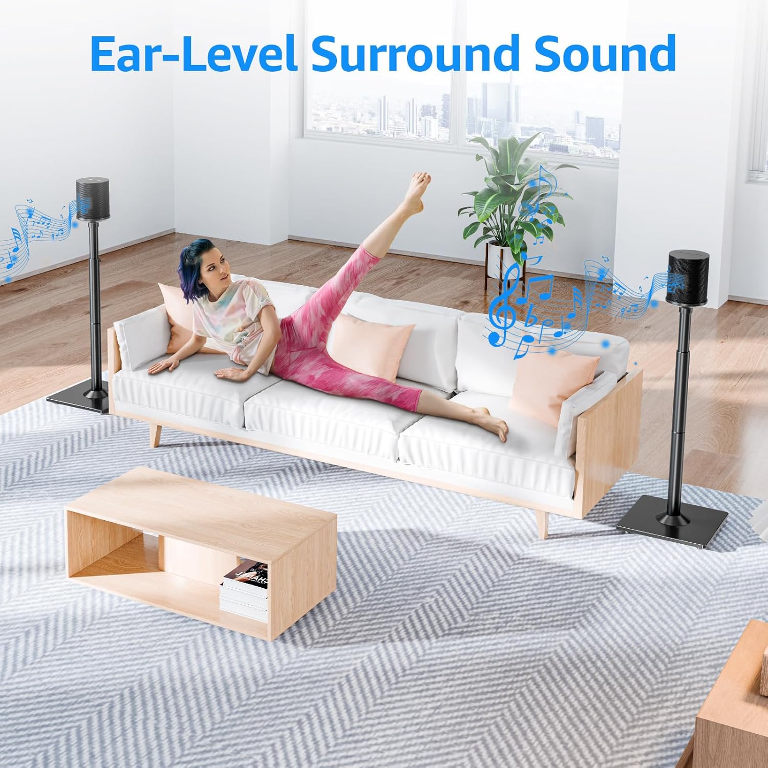 MOUNTUP Universal Adjustable Height Speaker Stand MU9146