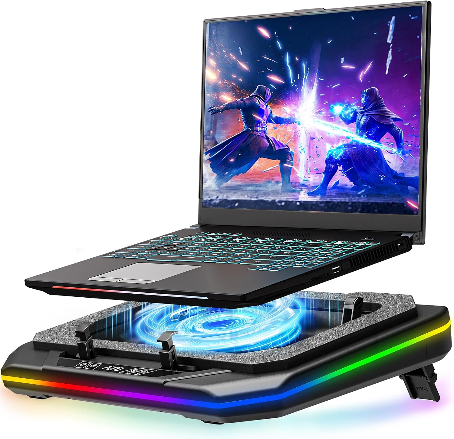MOUNTUP RGB Laptop Cooling Pad for 13-19 Inch with Powerful 4.72 Inch Turbo Fan MU93508B