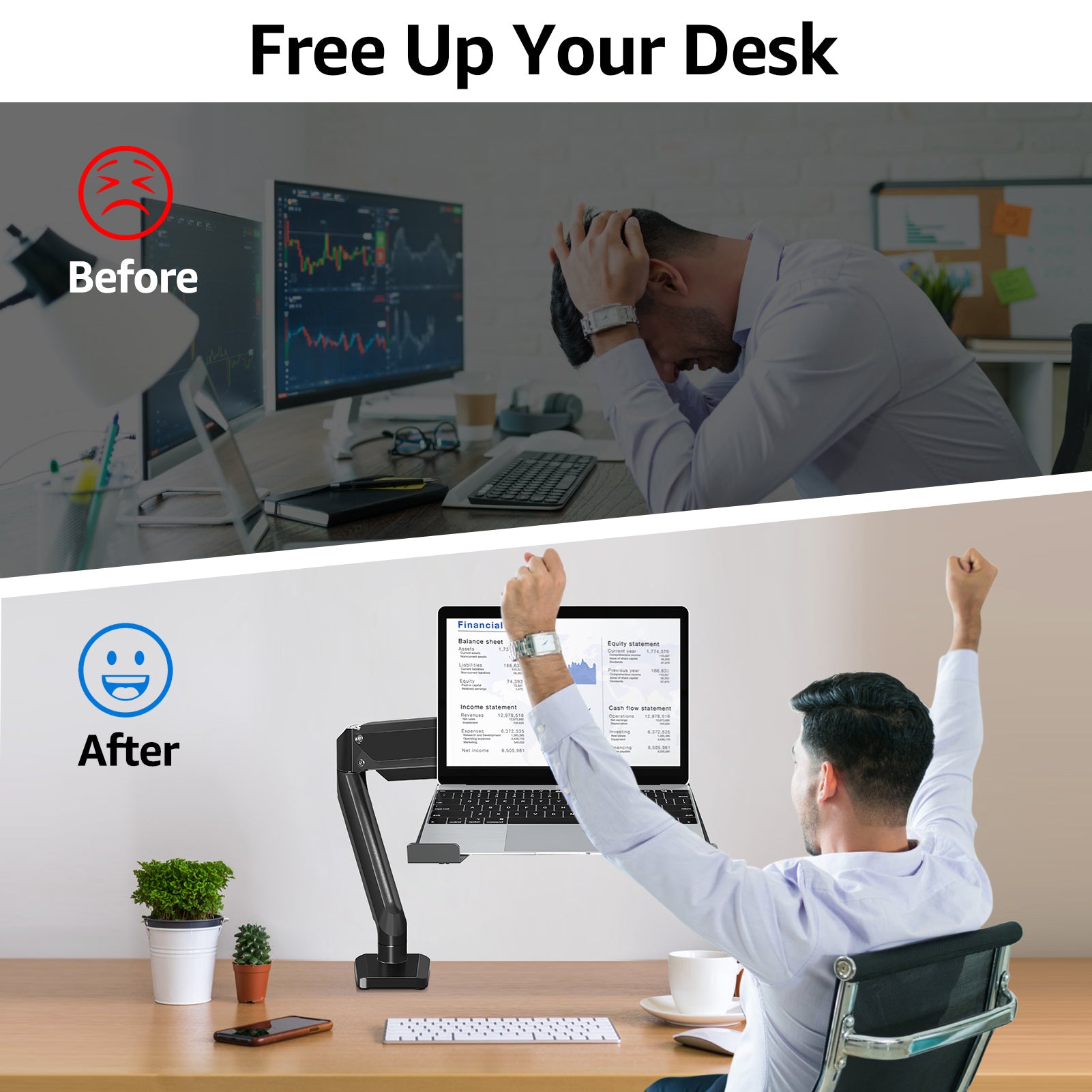 MOUNTUP Laptop Arm Mount for Desk Holds 3.3-17.6lbs MU4007