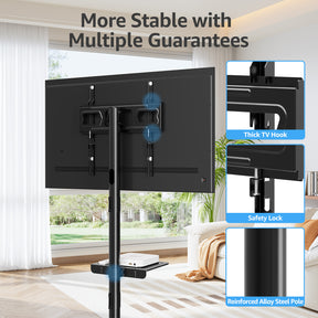 MOUNTUP Rolling TV Stand Mobile TV Cart for 23-60” TVs, Portable TV Floor Stand with Wheels for 27 32 43 50 55 inch Flat/Curved TVs, Height Adjustable, Tilting Mount, Max VESA 400x400mm, MU1117