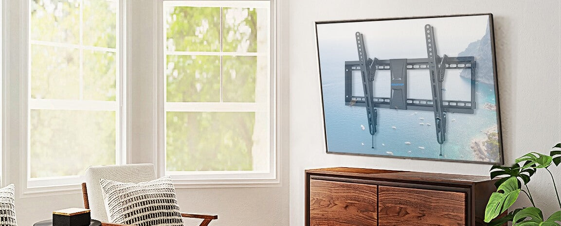 mountup tilting tv wall mount till to reduce glare