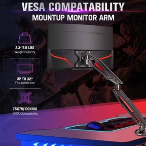 Single Monitor Desk Mount for 17''-32'' Monitors for Gaming