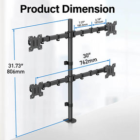 quad monitor mount dimension
