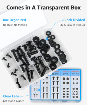 MOUNTUP Universal TV Mounting Hardware Screw Kit with Box - M4 M6 M8 Screws, Spacers & Washers for Most LED LCD OLED 4K TVs, Replacement Screws for TVs/Monitor Mounting, MU9041