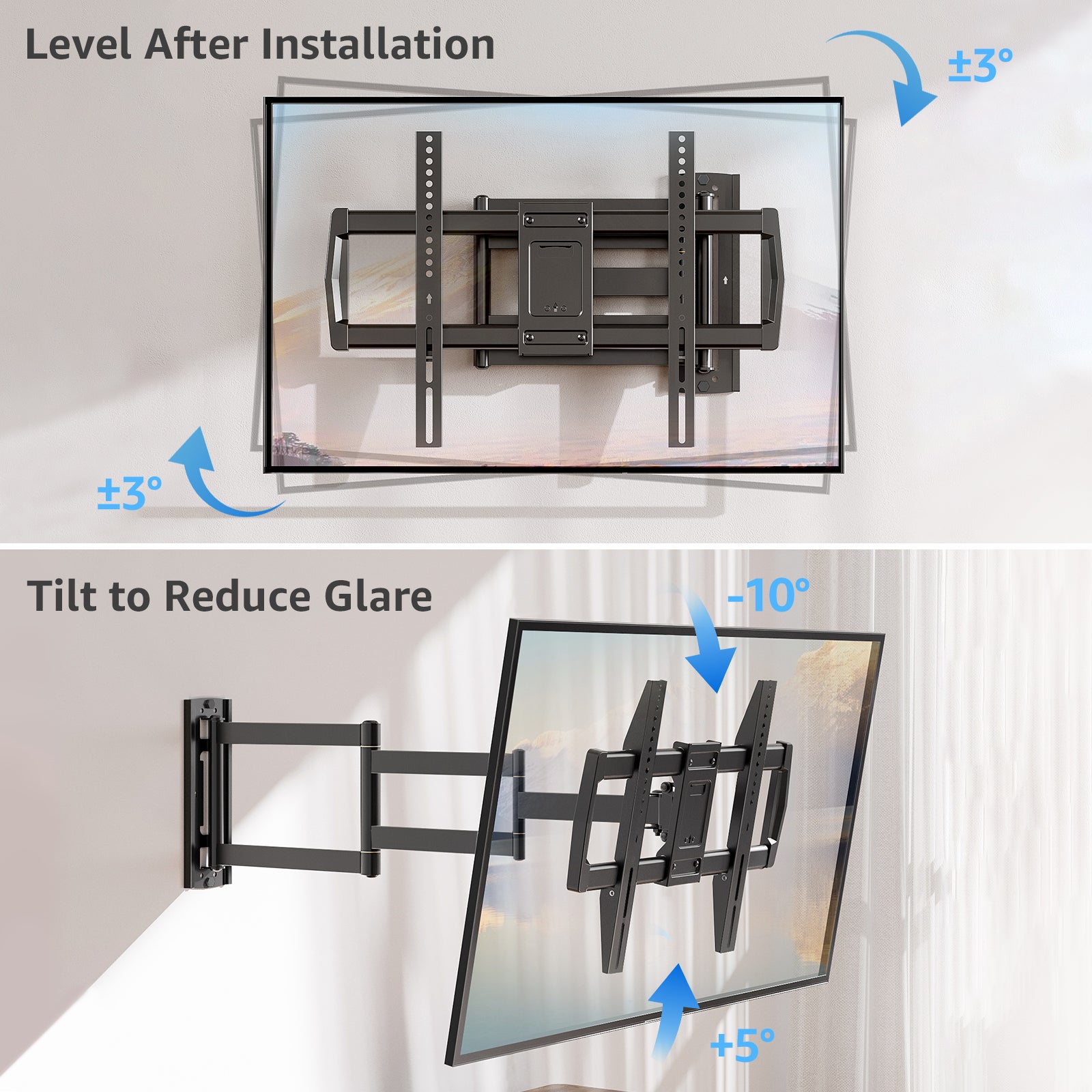 MOUNTUP Outdoor TV Mount Weatherproof for Most 42-75 Inch TVs, Fits for Gazebo and Patio, 37.9" Long Arm Wall Mount Full Motion with Tilt & Swivel, Max VESA 600x400mm and Up to 99 LBS MU0047-L-OD